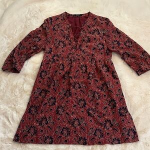 Madewell Silk Paisley Tie-Front Dress, M